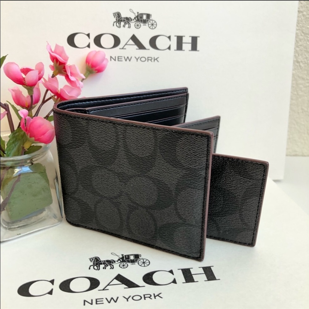 🌹 LAST ONE ! Coach Men’s Signature Wallet F25519 - Picture 6 of 8